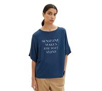 TOM TAILOR Women's 1036769 T-Shirt with Lettering, 11758 Midnight Sail, Large