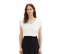 TOM TAILOR Women's 1036783 Basic T-Shirt in Material Mix, 10315 Whisper White, XXL