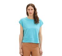 TOM TAILOR Women's 1036787 Cropped T-Shirt with Structure, 26007 Teal Radiance, XXL