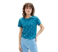 TOM TAILOR Women's 1036888 T-Shirt with Print, 31999-Petrol Pink Palm Design, XXS