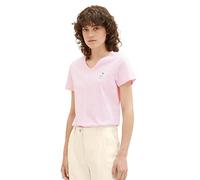 TOM TAILOR Women's 1036889 T-Shirt with Embroidery, 32151-Pink Thin Stripe, XL