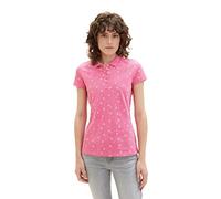 TOM TAILOR Women's 1037377 Basic Slim fit Polo Shirt, 32659-Pink Floral Design, Large