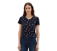 TOM TAILOR Women's 1037404 T-Shirt, 32821-Navy Small Leaf Design, S, 32821 - Navy Small Leaf Design, S