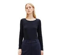 TOM TAILOR Women's 1038050 Basic Long-Sleeved Shirt with Ribbed Structure, 10668-sky Captain Blue, M