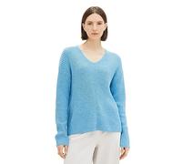 TOM TAILOR Women's 1039242 Basic V-Neck Jumper, 12391-Clear Light Blue Melange, L
