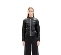TOM TAILOR Women's 1040481 Faux Leather Jacket, 14482-Deep Black, L