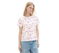 TOM TAILOR Women's 1040544 Basic T-Shirt with Print, 35315-Offwhite Pink Flower Design, XXL