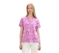 TOM TAILOR Women's 1040544 Basic T-Shirt with Print, 35317-Purple Offwhite Flower Design, L