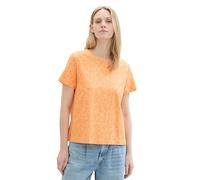 TOM TAILOR Women's 1040544 T-Shirt, 34843-Apricot Abstract Leaf Print, S