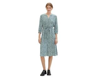 TOM TAILOR Women's 1041205 Dress, 34840-Green Abstract Leaf Print, 18