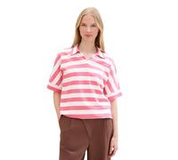 TOM TAILOR Women's 1041545 T-Shirt, 35342-Pink Offwhite Block Stripe, Large