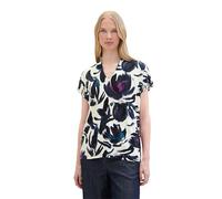 TOM TAILOR Women's 1041548 T-Shirt, 35285-Dark Blue Floral Design, Large