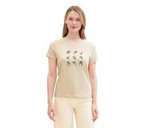 TOM TAILOR Women's 1041569 Basic T-Shirt with Floral Print, 21650-Summer Beige, M