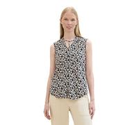 TOM TAILOR Women's 1042950 Basic Blouse with Ruffle Detail on The Collar, 32148-Black Small Abstract Design, 8