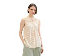 TOM TAILOR Women's 1042950 Basic Blouse with Ruffle Detail on The Collar, 36378-Beige Halfmoon Dot Design, 16