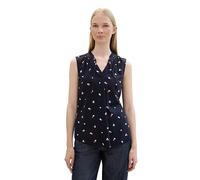 TOM TAILOR Women's 1042950 Basic Blouse with Ruffle Detail on The Collar, 36381-Pink Navy Floral Design, 18