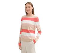 TOM TAILOR Women's 1042952 Pullover Sweater, 35085-Rose Red Ottoman Stripe, M