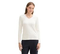 TOM TAILOR Women's 1044160 Long Sleeve with V-Neck, 10315 Whisper White, L