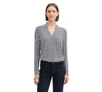 TOM TAILOR Women's 1044198 Long Sleeve with V-Neck, 36888-Black Geometric Minimal, XL