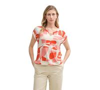 TOM TAILOR Women's 1046404 T-Shirt, 37799-Red Dots and Shapes Design, L