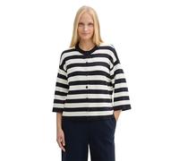 TOM TAILOR Women's 1047033 Cardigan, 37734-Navy Offwhite Block Stripe, XL