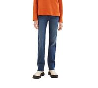 TOM TAILOR Women's Alexa Straight Jeans with Pleat, 10152-Mid Stone Bright Blue Denim, 32W x 32L