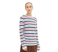 TOM TAILOR Women's Basic Knitted Jumper Made of Organic Cotton, 33979 - Mauvy Ottoman Stripe, XL