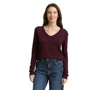 TOM TAILOR Women's Basic Knitted V-Neck Jumper, 16427 - Bordeaux Red, XS