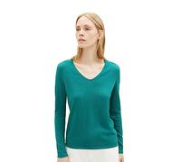 TOM TAILOR Women's Basic Knitted V-Neck Jumper, 21178 Ever Green, S