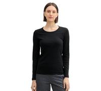 TOM TAILOR Women's Basic Long-Sleeved Shirt, 14482 - Deep Black, M
