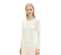 TOM TAILOR Women's Basic Long-Sleeved Shirt with Ribbed Structure, 10315-whisper White, XXL