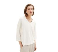 TOM TAILOR Women's Basic T-Shirt with 3/4 Sleeves and V-Neck, 10315 Whisper White, M