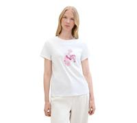 TOM TAILOR Women's Basic T-Shirt with Floral Print, 10315 Whisper White, M