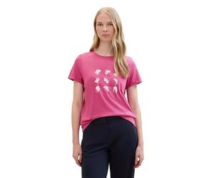 TOM TAILOR Women's Basic T-Shirt with Floral Print, 35275 - Lush Orchid, XL