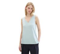 TOM TAILOR Women's 1041551 Basic Tank top with Ribbed Details, 30463-Dusty Mint Blue, S