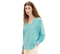 TOM TAILOR Women's 1037752 Basic Knitted Jumper with V-Neck, 10426-Summer Teal, L