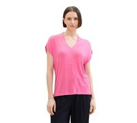 TOM TAILOR Women's Basic V-Neck T-Shirt Top, 15799 - Carmine Pink, M