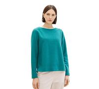 TOM TAILOR Women's 1034620 Sweatshirt with Button Placket, 32402-Ever Green Melange, XXL