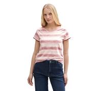 TOM TAILOR Women's Crew Neck T-Shirt, 37827 - Deep Red Lilac Stripe, XXL