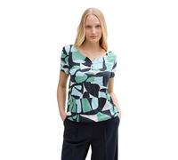 TOM TAILOR Women's Crinkle Pattern T-Shirt, 37800 - Green Dots and Shapes Design, XS