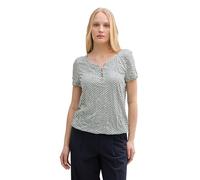 TOM TAILOR Women's Crinkle Pattern T-Shirt, 38005 - Green White Tile Minimal, XS