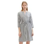TOM TAILOR Women's Dress with Stripes and Tie Belt, 26940 - Off-White Navy Vertical Stripe, 6