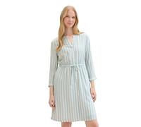 TOM TAILOR Women's Dress with Stripes and Tie Belt, 35350 - Mint Blue Offwhite Stripe, 12