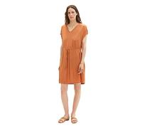 TOM TAILOR Women's 1036658 Dress with Structure and tie Belt, 31650-Terracotta Brown, 6