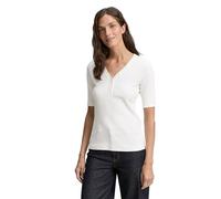 TOM TAILOR Women's Henley Ribbed T-Shirt, 10315 Whisper White, L