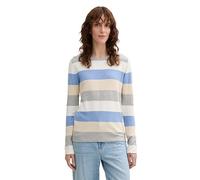 TOM TAILOR Women's Jumper, 37224 - Beige Blue Block Stripe, L