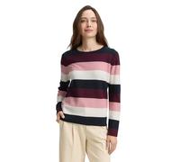 TOM TAILOR Women's Knitted Jumper with Crew Neck, 38580 - Big Rose Knit Stripe, XXL