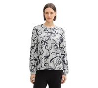 TOM TAILOR Women's Long-Sleeved Top with Balloon Sleeves, 36622 - Cosy Grey Floral Design, M