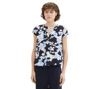 TOM TAILOR Women's Short Sleeve Blouse with Pattern, 34757 - Blue Cut Floral Design, 12