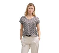 TOM TAILOR Women's T-Shirt, 31991 - Blue Black Structure Design, M